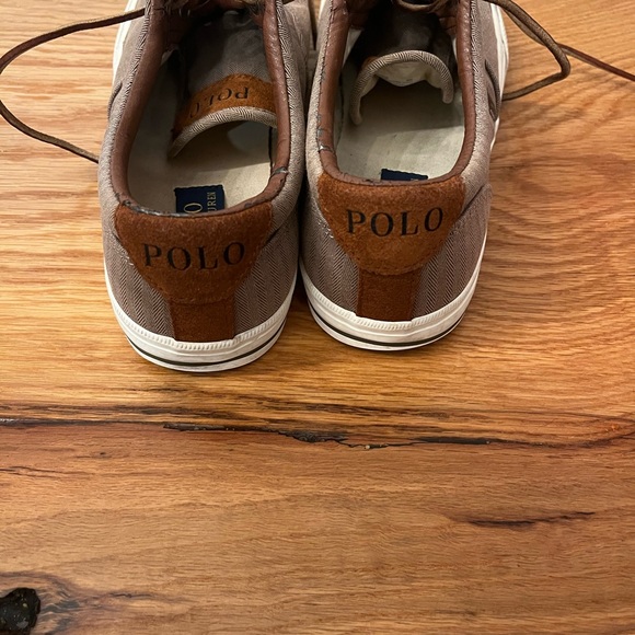 Polo Fashion Sneakers Fabric and Leather Tan Brown Size 9 Mens - Picture 6 of 6